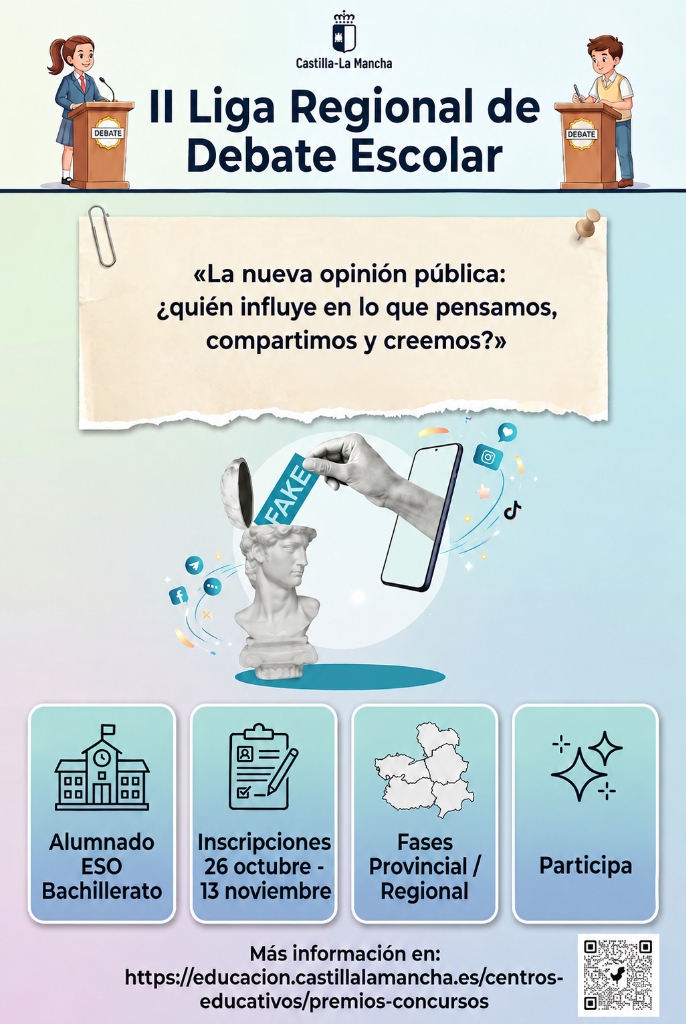 Cartel de la II Liga Regional de Debate Escolar de Castilla-La Mancha